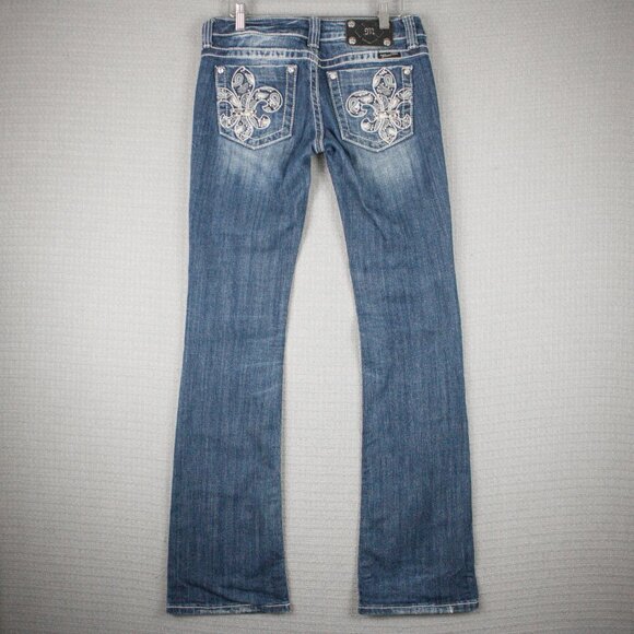 Miss Me Low Rise Boot Cut Denim Jeans 28W JP5327B - Picture 2 of 7